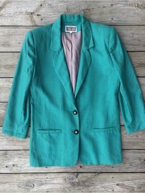 Vintage Heritage House Blazer 80s 90s Emerald Green Jacket Wool Blazer Size 10